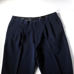 PING Mens Navy Blue 40x29 Dress Pants Pleated Straight Leg Tag 40x32